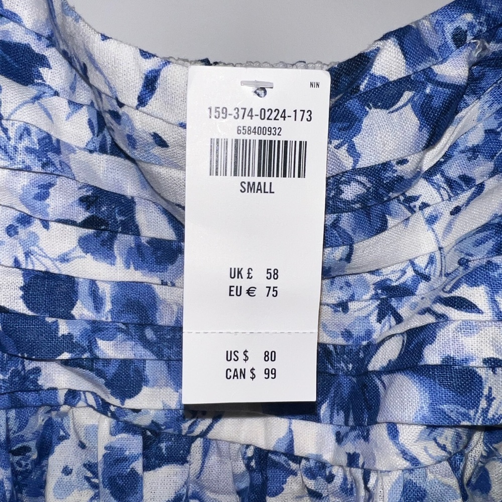 Abercrombie & Fitch White and Blue Floral Puff-Sleeve Mini Dress - Picture 4 of 4
